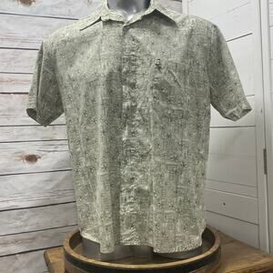 Roundy Bay Men's Hawaiian Camp Aloha Shirt Casual Button Up Sage Green Large L